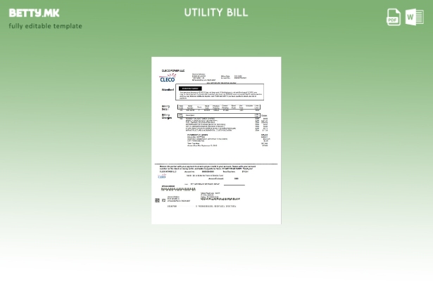 Модерен стил на САД Луизијана Cleco Power шаблон сметки за електрична енергија з